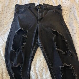 Hollister Charcoal Distressed Skinny Jeans